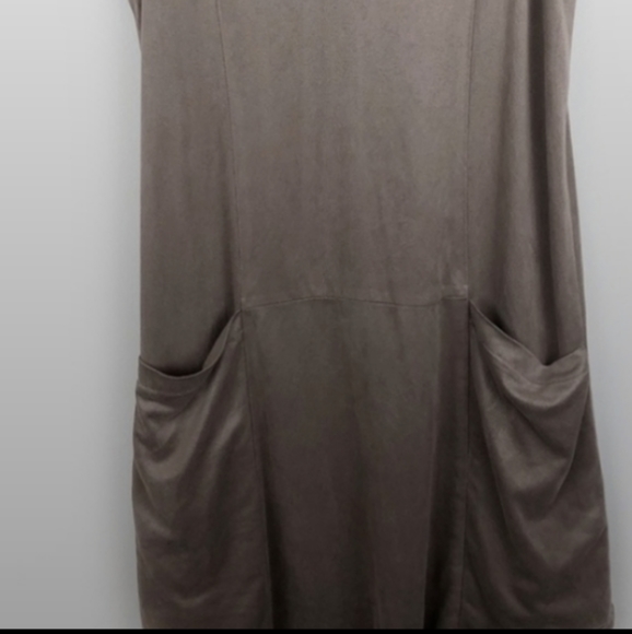 Taupe Soft faux Suede tank dress - Picture 5 of 7
